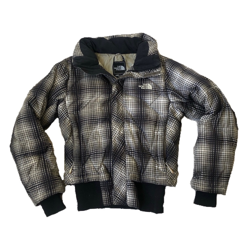 North Face plaid puffer coat